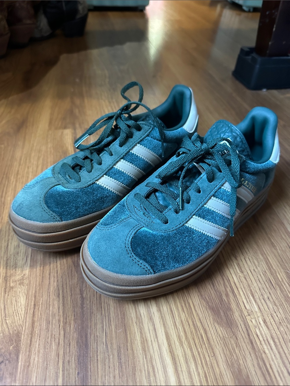 adidas Gazelle Platform Sneakers - Teal, Navy & White